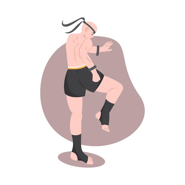 Vectorillustratie van muay thai krijgskunst op witte achtergrond