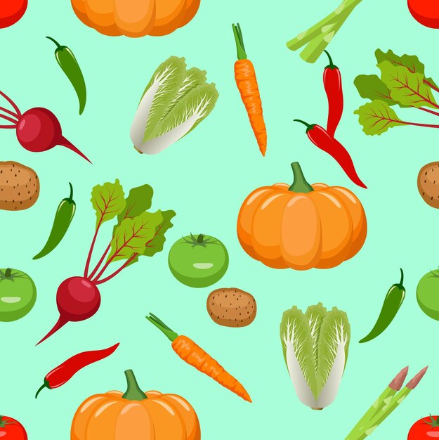 Vectorillustratie van naadloos groentepatroon