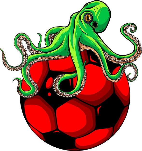 vectorillustratie van octopus gewikkeld rond een voetbal