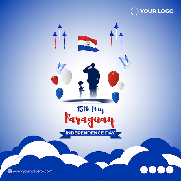 Vectorillustratie van Paraguay Onafhankelijkheidsdag social media story feed mockup template