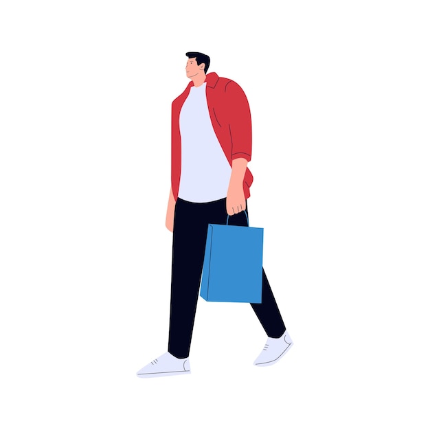vectorillustratie van persoon die boodschappentassen draagt
