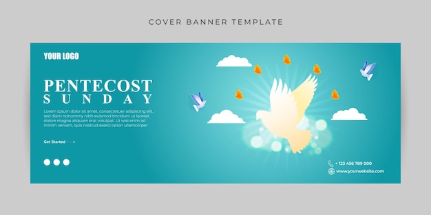 Vectorillustratie van Pinksteren Facebook cover banner mockup Template