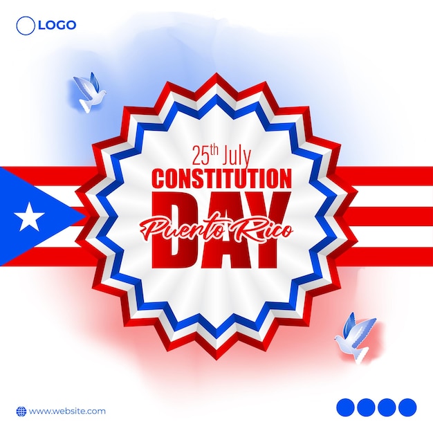 Vectorillustratie van Puerto Rico Dag van de Grondwet 25 juli social media story feed mockup template