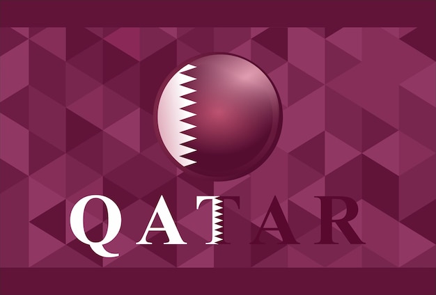 vectorillustratie van qatar vlag cirkelvorm en qatar belettering op bordeauxrode kleur achtergrond