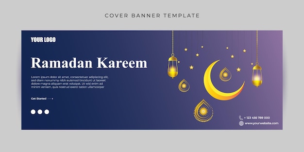 Vector vectorillustratie van ramadan kareem facebook cover banner mockup template