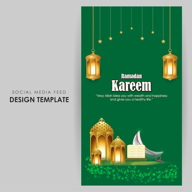 Vectorillustratie van Ramadan Kareem social media story feed mockup template