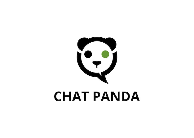 Vectorillustratie van ronde gevormde panda beer hoofd met chat bubble silhouet pictogram logo