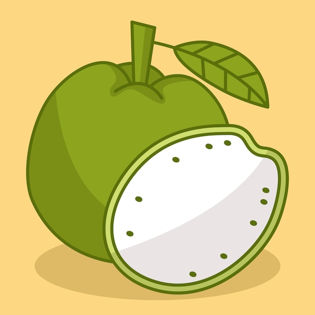 Vectorillustratie van schattig wit guavefruit