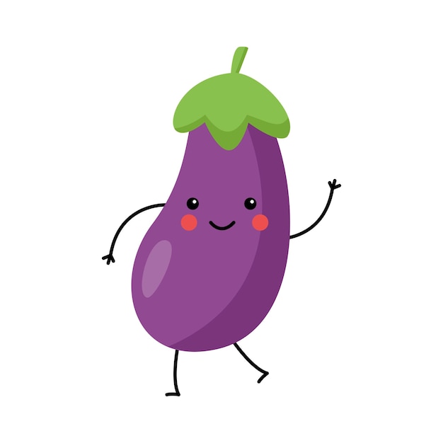 Vectorillustratie van schattige aubergine geïsoleerd op een witte achtergrond.