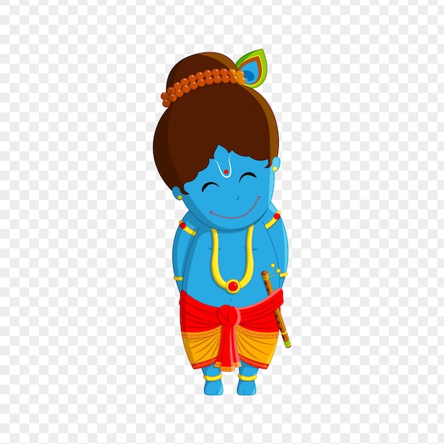 Vectorillustratie van schattige baby Krishna op een doorzichtige achtergrond