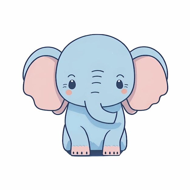 Vectorillustratie van schattige cartoon olifant kawaii stijl dier baby olifant personage icoon