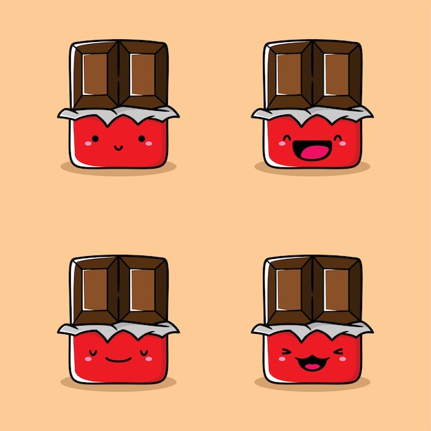 vectorillustratie van schattige chocolade emoji