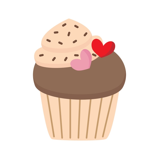 Vectorillustratie van schattige cupcake geïsoleerd op een witte achtergrond