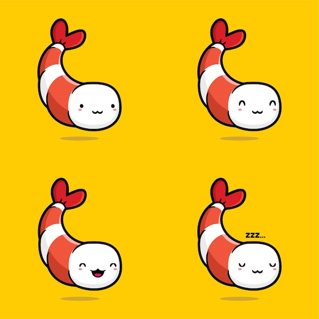 vectorillustratie van schattige garnalen emoji
