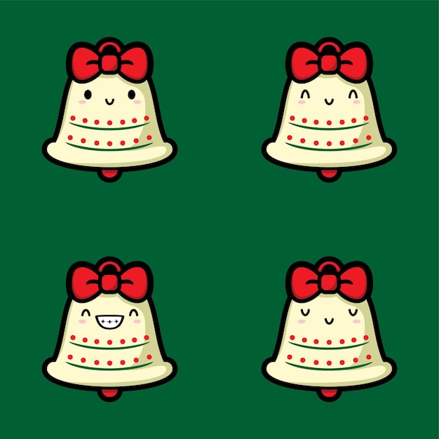 vectorillustratie van schattige kerstbel emoji