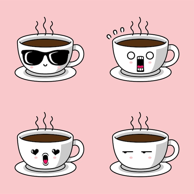 vectorillustratie van schattige koffiekop emoji