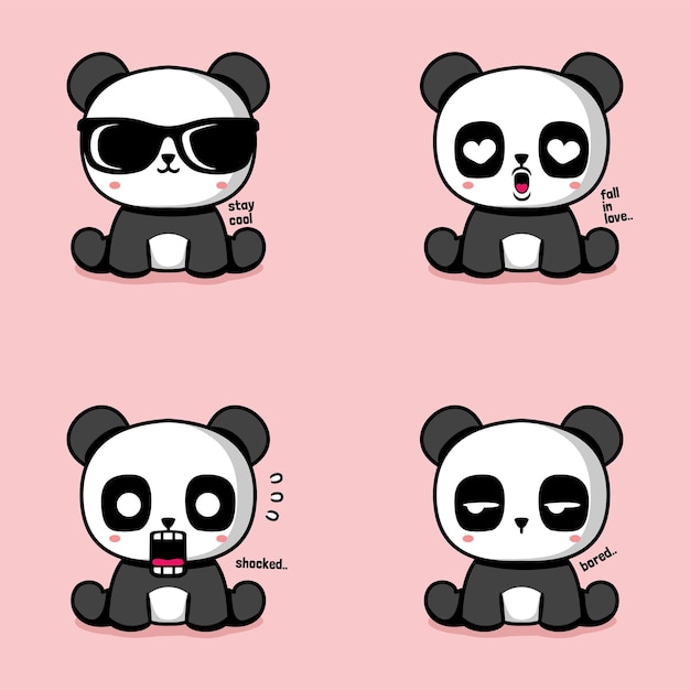 vectorillustratie van schattige panda-emoji