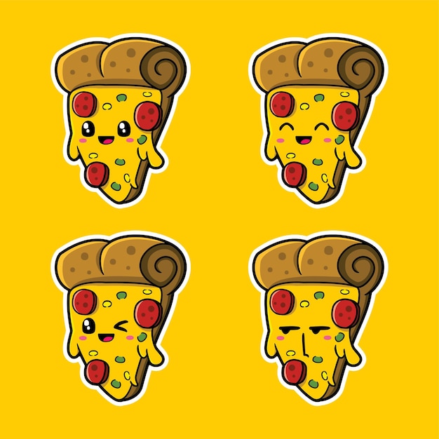vectorillustratie van schattige pizza-emoji