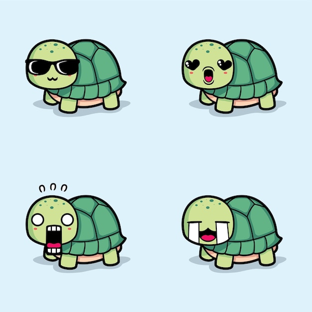 vectorillustratie van schattige schildpad emoji