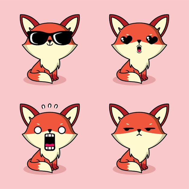 vectorillustratie van schattige vos emoji