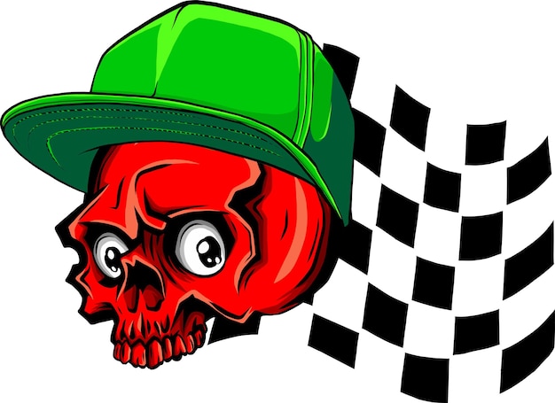 vectorillustratie van schedel race vlag op witte achtergrond