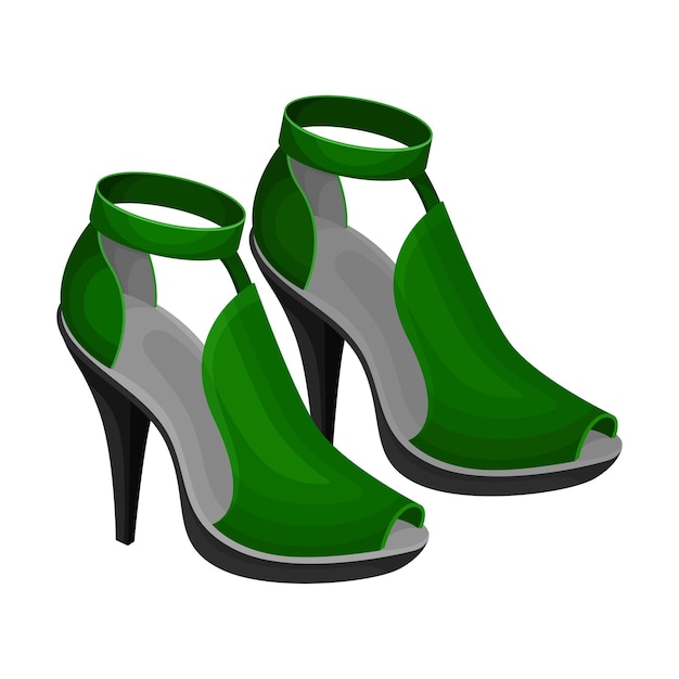 Vectorillustratie van schoenen met open hielen of peeptoes met latches