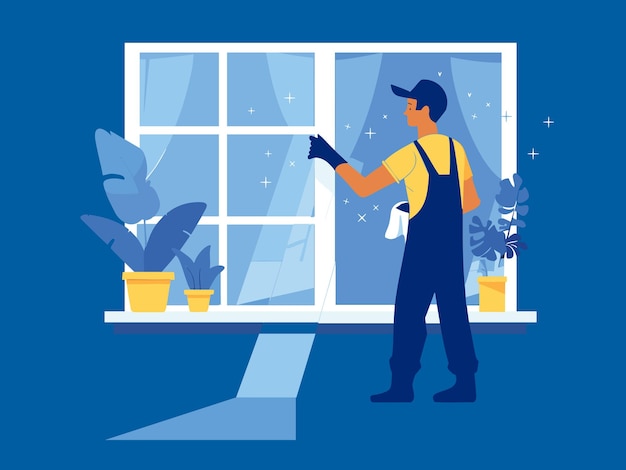 Vectorillustratie van schoonmaakdiensten Professionele schoonmaak- en huishoudelijke diensten