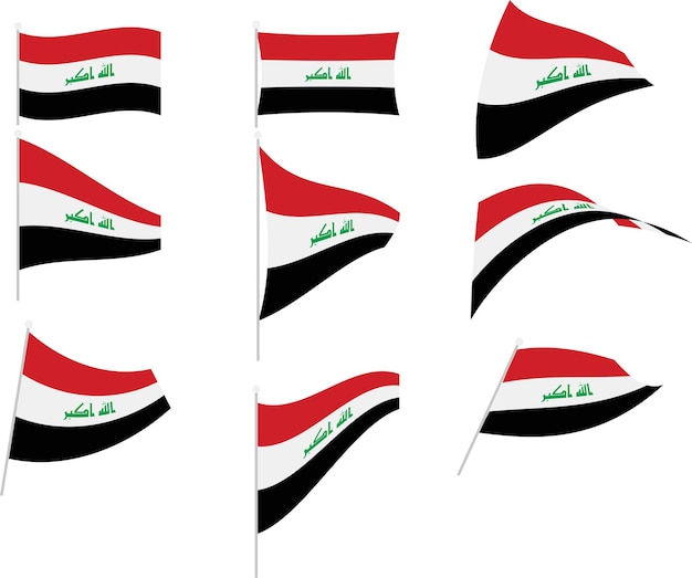 Vectorillustratie van Set met Irak Flag