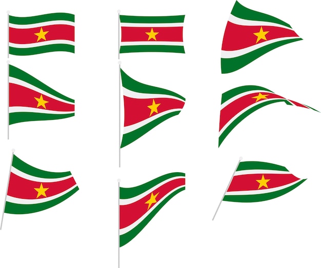 Vectorillustratie van Set met Surinaamse vlag