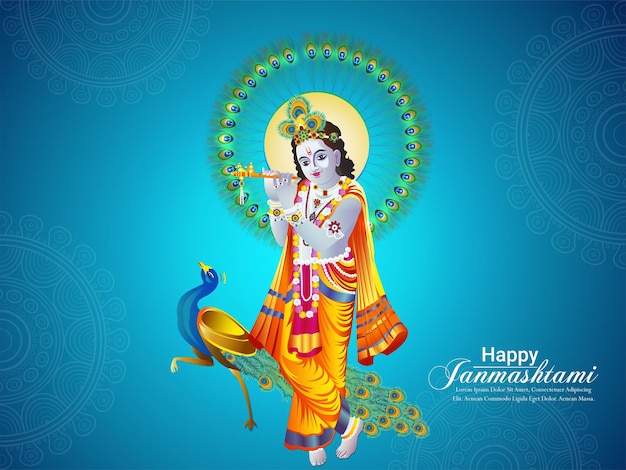 Vectorillustratie van shri krishna voor happy janmashtami