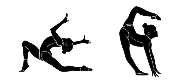 Vector vectorillustratie van silhouetten van gymnast girls_