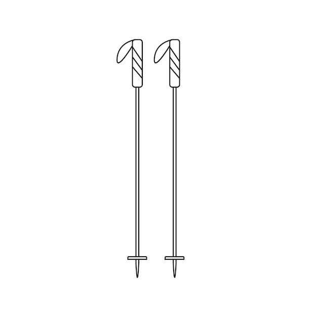 Vector vectorillustratie van skistokken geïsoleerd op een witte achtergrond