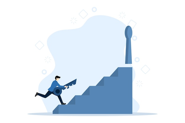 vectorillustratie van sleutelconcept tot succes in zaken met zakenman die sleutels vasthoudt