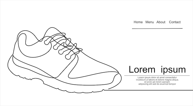 Vectorillustratie van sneakers. sportschoenen in een lijnstijl. continu één regel