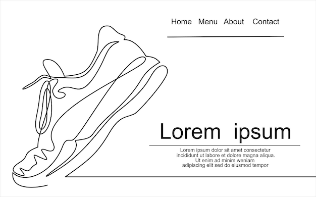 Vectorillustratie van sneakers. sportschoenen in een lijnstijl. continu één regel