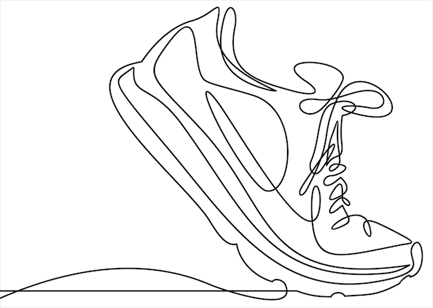 Vectorillustratie van sneakers Sportschoenen in een lijnstijl Continu één regel