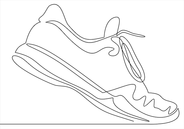 Vectorillustratie van sneakers sportschoenen in een lijnstijl continu één regel