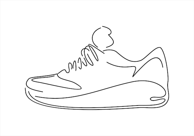 Vectorillustratie van sneakers. Sportschoenen in een lijnstijl. lijn