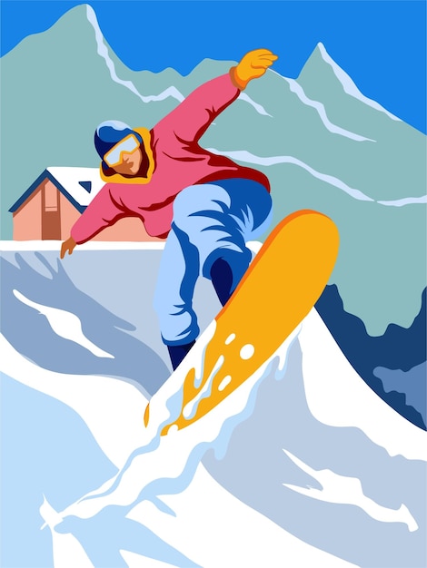 Vector vectorillustratie van snow boarder