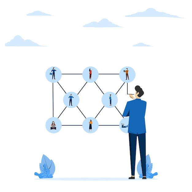 vectorillustratie van sociale media of zakelijke connectie voor succes
