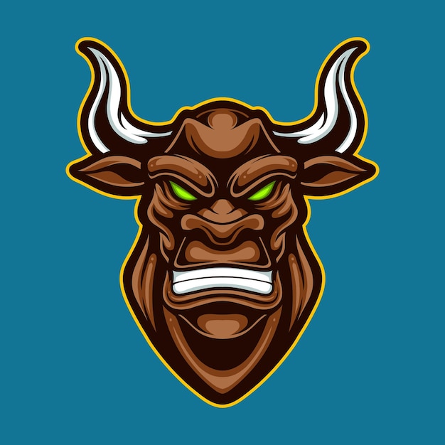 Vectorillustratie van stier mascotte logo voor sport en esport geïsoleerd