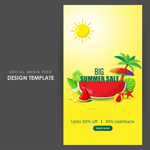 Vectorillustratie van Summer Sale social media story feed mockup template