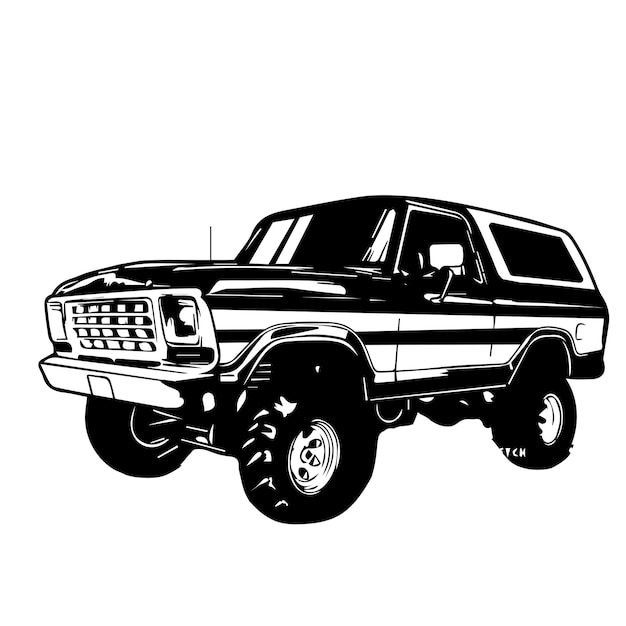 Vector vectorillustratie van suv-truck in zwart-wit