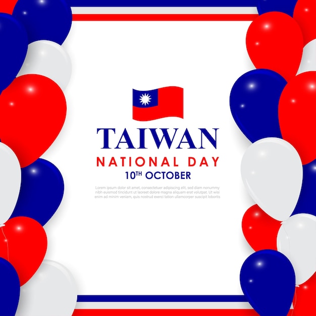 Vectorillustratie van Taiwan National Day sociale media-feedsjabloon