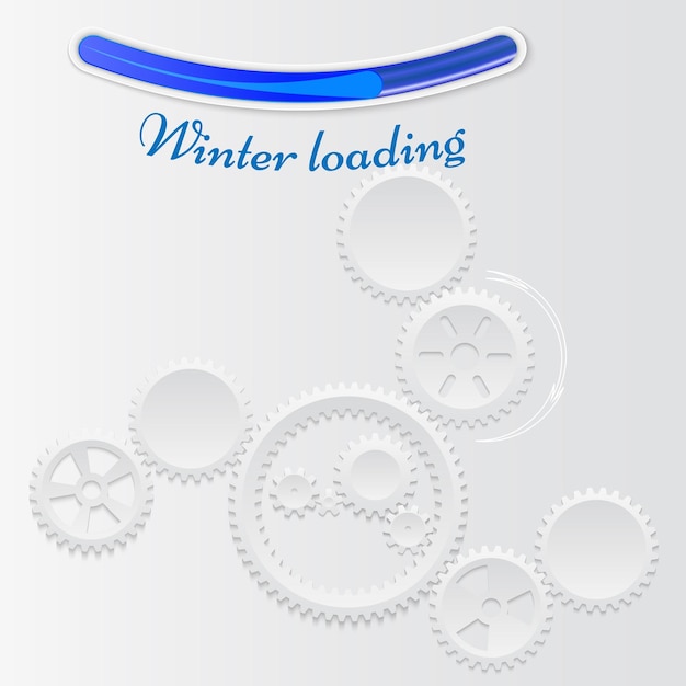 Vectorillustratie van tandwielen met op de grijze achtergrond winter laden concept infographic vector sjabloon