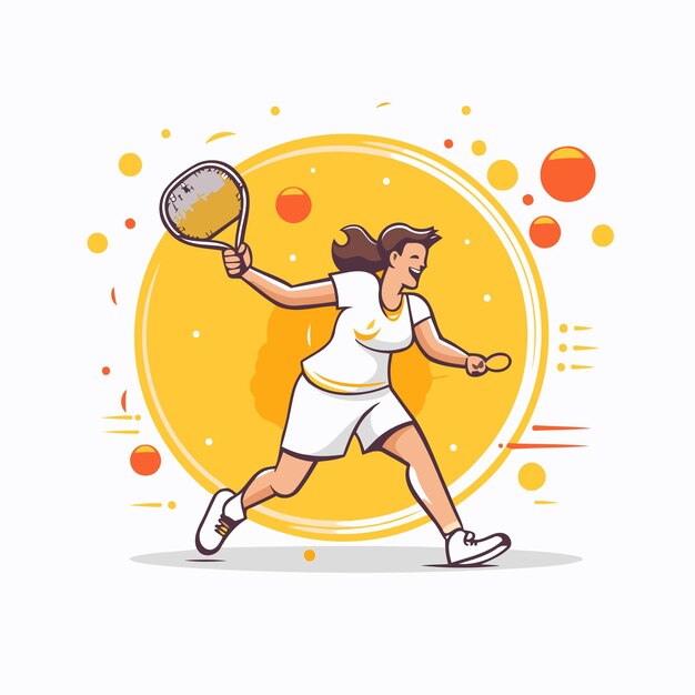 Vectorillustratie van tennisspeler in platte stijl geïsoleerd op witte achtergrond