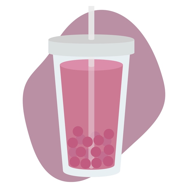 Vectorillustratie van theebel Afbeelding van een drankje in een glas Tapioca-parels in een drankje Illustratie van een drankje