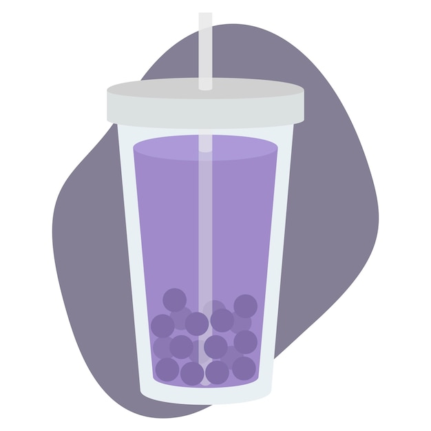 Vectorillustratie van theebel afbeelding van een drankje in een glas tapioca-parels in een drankje illustratie van een drankje