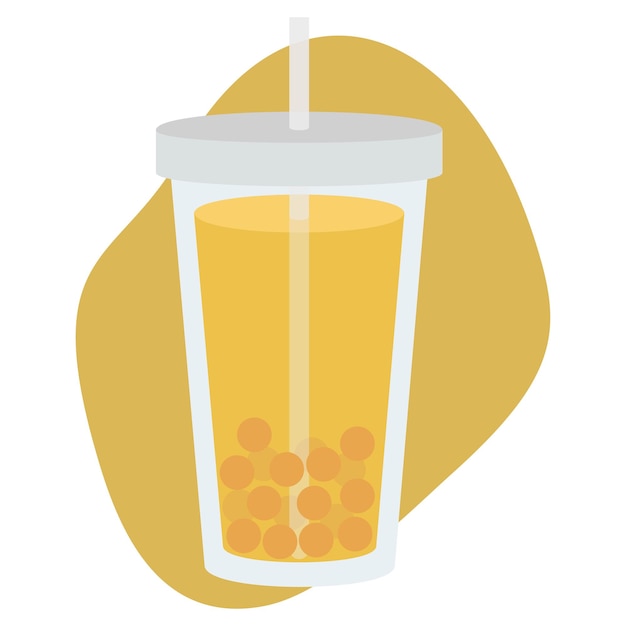 Vectorillustratie van theebel Afbeelding van een drankje in een glas Tapioca-parels in een drankje Illustratie van een drankje