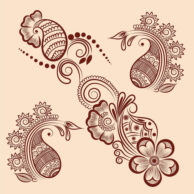 Vectorillustratie van traditionele Indiase henna mehndi floral ornament design